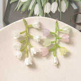 Beaded Bell Orchid Earrings Hand Woven – Stylish Gifts — 4