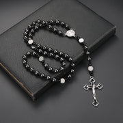 Volcanic Rock Haematite Cross Necklace – Jewelry Gift Ideas — 8
