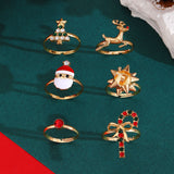 6pcs Santa Claus Christmas Tree Elk Rings Cute – Jewelry Gift Ideas — 5