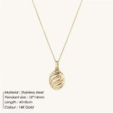 Simple Geometric Oval Pendant Gold Stainless – Jewelry Gift Ideas — 4