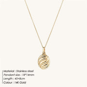 Simple Geometric Oval Pendant Gold Stainless – Jewelry Gift Ideas — 4