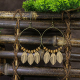 Style Tassel Earrings Female Leaf Circle Metal Leather – Stylish Gifts — 12