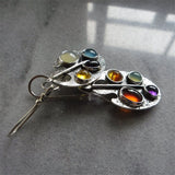 Women's Vintage Multicolor Gemstone Alloy Earrings – Gifts for Her — 2