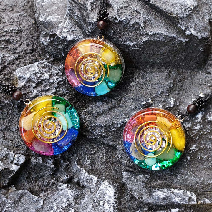 Chakra Multicolor Onyx Jade Pendant Necklace – Jewelry Gift Ideas — 1