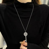 Sunflower Key Necklace Long Sterling Silver – Jewelry Gift Ideas — 3