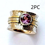 Women's Purple Antique Gold Pattern Ring – Gifts for Her — 4