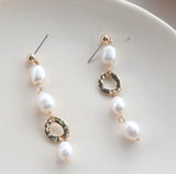Vintage geometric metal pearl asymmetric earrings – Surprise Gifts — 3