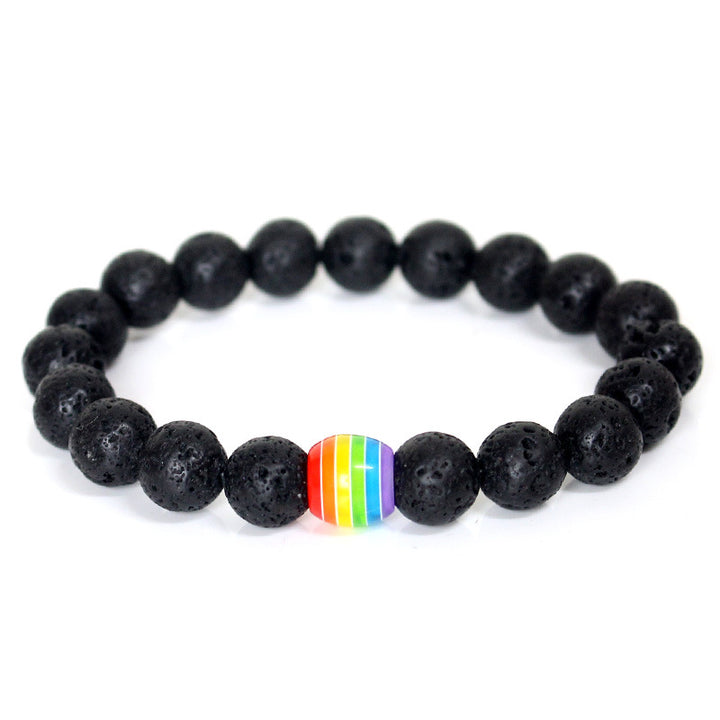 Rainbow Bead Bracelet Pride Natural Stone Strand – Jewelry Gift Ideas — 1