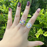 Colored Zircon Sunflower Ring Female – Gifts for Her — 1