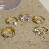 Butterfly Pearl Drop Glaze Opening Ring Female – Gifts for Her — 6