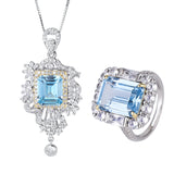 Simulated Aquamarine Pendant Ring Set – Jewelry Gift Ideas — 2
