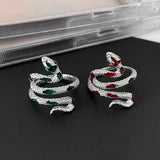 S925 Sterling Silver Emerald Diamond Snake Ring – Holiday Gift Ideas — 4