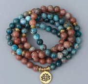 Natural 108 Apatite Lotus Bracelet Buddha Pendant – Jewelry Gift Ideas — 1