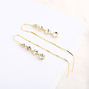 925 Long Zircon Earrings Korean Style Simple Geometry – Stylish Gifts — 4