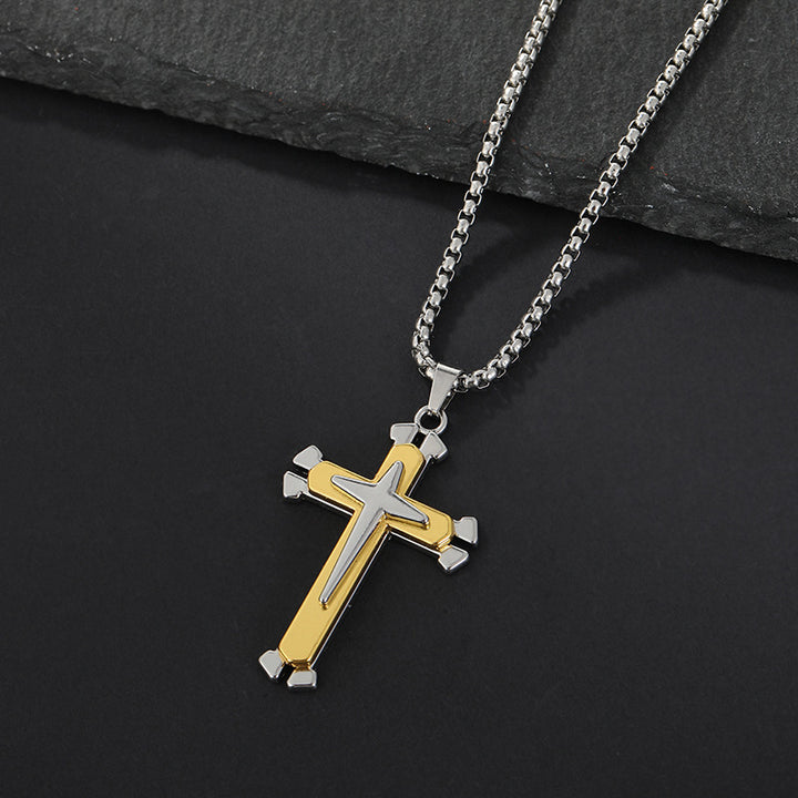 Men's Cross Pendant Silver Gold Titanium Steel – Jewelry Gift Ideas — 1
