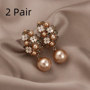 Rhinestones Flowers Pearls Earrings Fashion Elegant – Stylish Gifts — 8