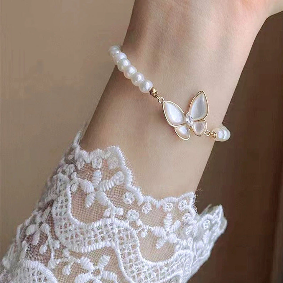 Pearl Bracelet Female Fritillary Butterfly Clover – Jewelry Gift Ideas — 1
