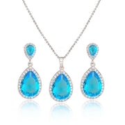 Bright Big Zircon Water Drops Necklace Eardrops – Gifts for Couples — 19