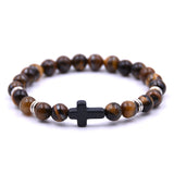 Natural Stone Black Cross Elastic Wire Bracelet – Jewelry Gift Ideas — 2