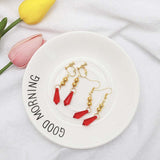 Red Crystal Ear Clip Earring Drops – Jewelry Gift Ideas — 3