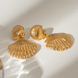 Vintage Stainless Steel Shell Pendant Earrings – Jewelry Gift Ideas — 5