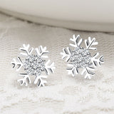 Women's Sweet Diamond Snowflake Stud Earrings – Gifts for Her — 1