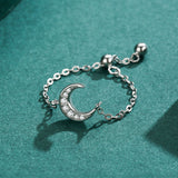 S925 Sterling Silver Micro Diamond Moon Ring Female – Gifts for Her — 5