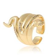 Copper Plated Genuine Gold Snake Shaped Diamond Ring – Stylish Gifts — 5