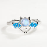 Silver Blue Moonlight Stone Angel Demon Ring – Everyday Gifts — 2