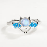 Silver Blue Moonlight Stone Angel Demon Ring – Everyday Gifts — 2