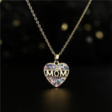 Mothers Day Gift Peach Heart MOM Pendant Necklace – Jewelry Gift Ideas — 1
