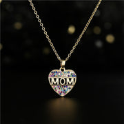 Mothers Day Gift Peach Heart MOM Pendant Necklace – Jewelry Gift Ideas — 1