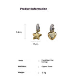 Design Zircon Stars Heart Asymmetric Earrings – Holiday Gift Ideas — 2