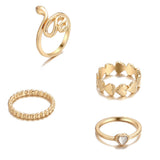 Boho Vintage Gold Geometric Emerald Statement Ring Set – Stylish Gifts — 10