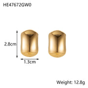 Minimalist Titanium Steel Ear Studs Triangle Oval – Stylish Gifts — 15
