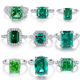 S925 Sterling Silver Emerald Ring Female High Carbon – Gifts for Her — 20