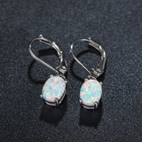 Four-prong Oval Opal Earrings European And – Birthday Gifts — 1