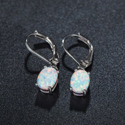 Four-prong Oval Opal Earrings European And – Birthday Gifts — 1