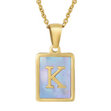 Titanium Steel 26 English Letter Necklace Blue – Jewelry Gift Ideas — 3