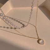 Women's Pearl Double-layer Opal Heart Necklace – Jewelry Gift Ideas — 13