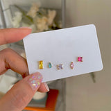 5-Color Petite Geometric Colorful Zircon Earrings – Meaningful Gifts — 4