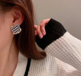 Silver Post Houndstooth Square Stud Earrings – Holiday Gift Ideas — 3