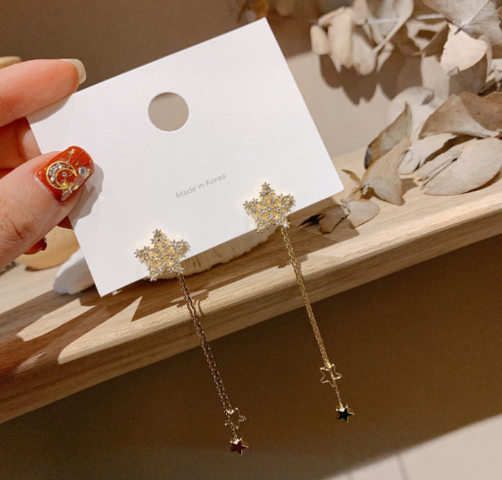 Five-point Star Net Red Long Tassel Earrings – Everyday Gifts — 1