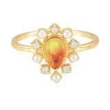 Vintage Ring Female S925 Silver Gilded Flower Amber – Gifts for Her — 2