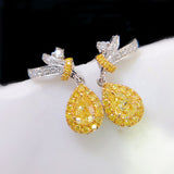 Women's Canary Yellow Diamond Drop Pear Earrings – Gifts for Her — 3