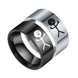 Stainless Steel Personality Couple Graffiti Ring – Gifts for Couples — 4