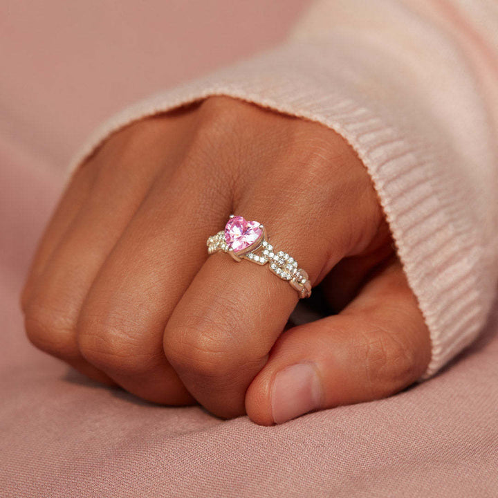 Heart Link S925 Silver Fashion Peach Heart Zircon Ring – Stylish Gifts — 1