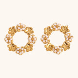 Niche Flower Ring Stud Earrings Stainless Steel – Gift Ideas — 7