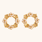Niche Flower Ring Stud Earrings Stainless Steel – Gift Ideas — 7