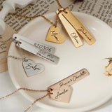 Laser Name Heart Rectangle Pendant Necklace – Jewelry Gift Ideas — 2